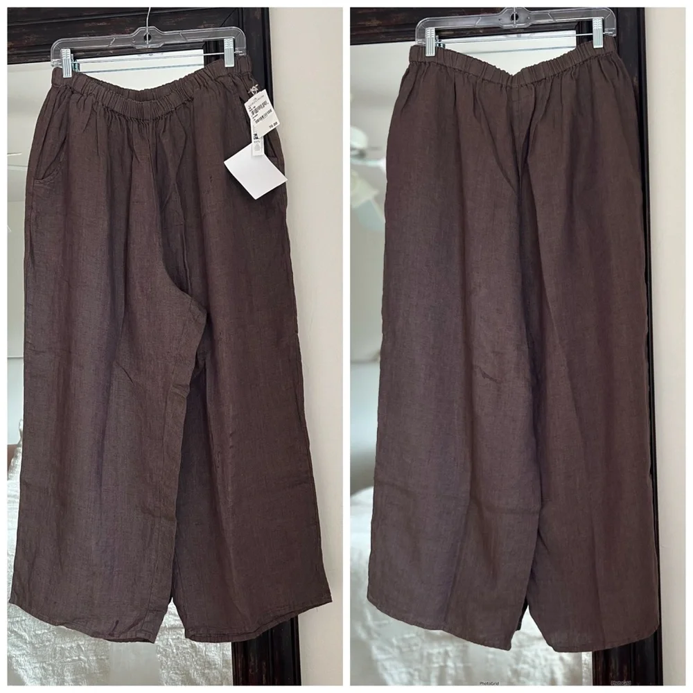 Flax 100% Linen Brown Pants New With Tags 18/20